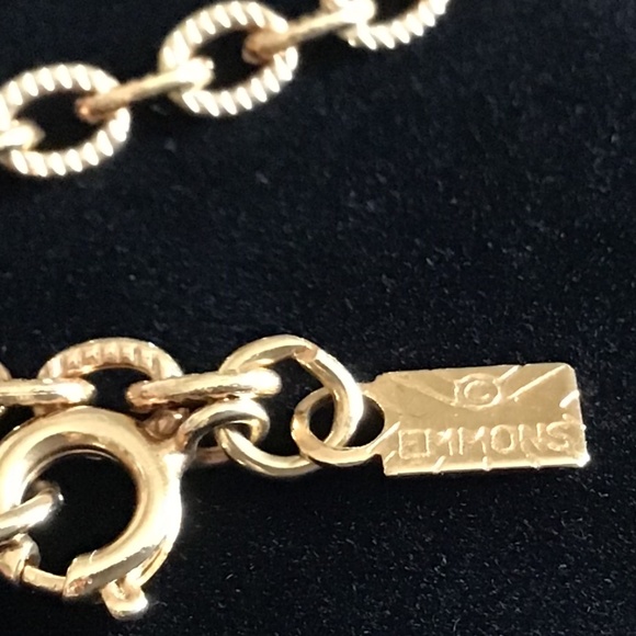 Vintage Emmons Signed Necklace Gold Tone Green Beads - Picture 4 of 12